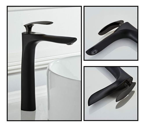 Grifo Mezclador Monomando Para Lavabo De Baño Alta Alargado Negro - Yesop
