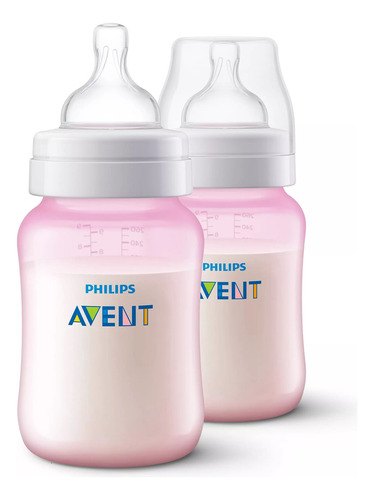 Set 2 Mamaderas Avent 260 Ml Anti-colic Rosadas Color Rosado N/A