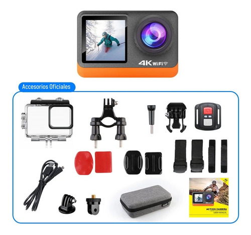 Cámara Deportiva 4k Ultrahd 60fps 24mp Pantalla Dual Touch