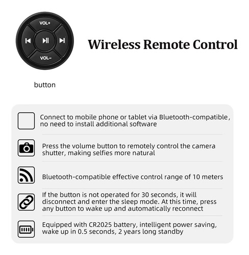 Botón De Control Remoto Inalámbrico Para Volante Universal