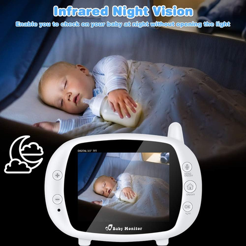 Monitor De Video Para Bebés Con Visión Nocturna Inalámbrica