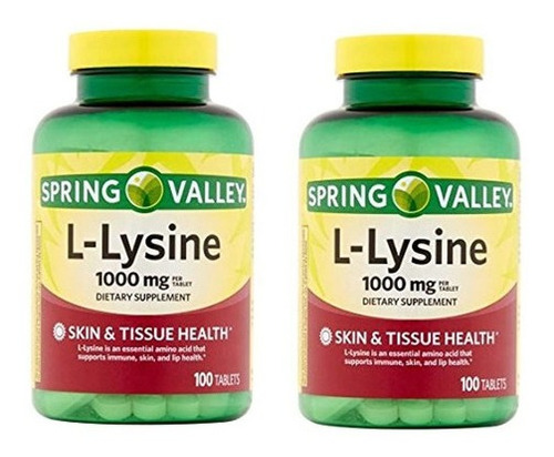 Spring Valley - L-lisina 1000 Mg, 100 Tabletas (paquete De 2