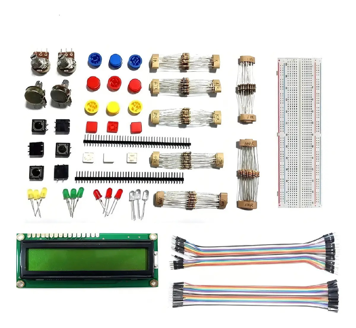 Kit Componentes Para Arduino Lcd, Protoboard, Jumpers, Leds