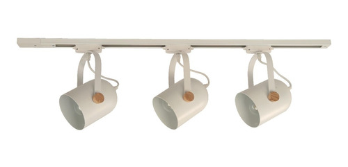 Spot De3 Luces Riel Techo Moderno Nordico Blanco Madera E27