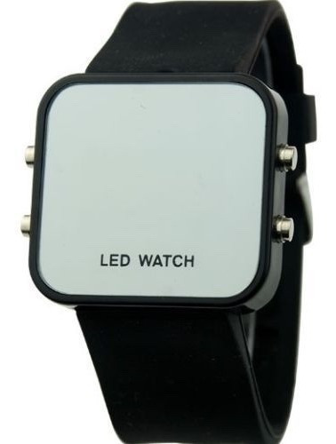 Reloj Digital Silicona Led Espejo Unisex Fecha - Color Negro