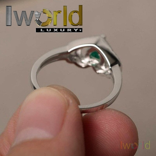 Anillo De Mujer 15 Años Corazón Esmeralda Rusa Plata 925