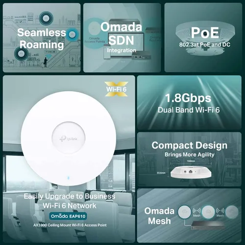 Access Point Tp-link De Techo Gigabit Wifi 6 Ax1800 Blanco