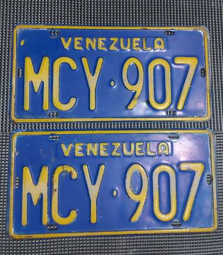 Pareja De Placas Antigua Matriculas De Colección Vintage 