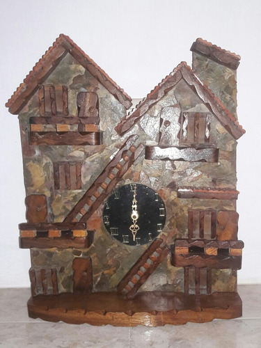 Reloj De Madera Pesada Casa De Piedra Nuevo Por15$