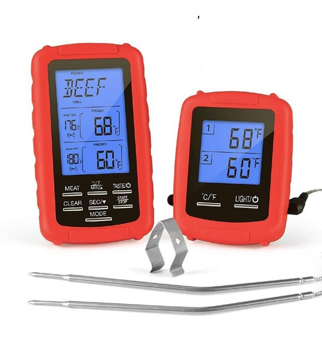 Termómetro Digital Inalámbrico/doble Sonda/timer/9 Carnes