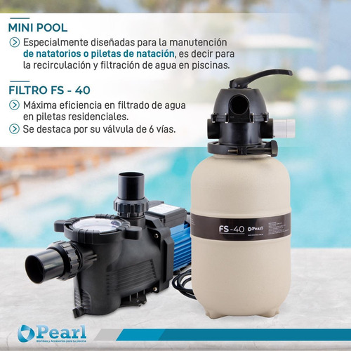 Imagen 5 de 10 de Combo Filtro Arena Fs50 + Bomba Pileta Pearl 0.50 Hp