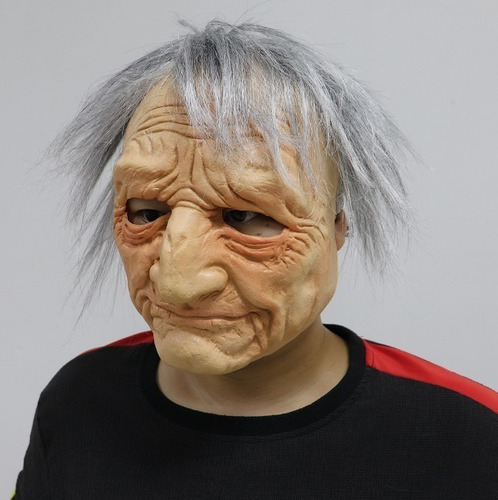 Shaoke Halloween Scary Grandpa Human Face Mask