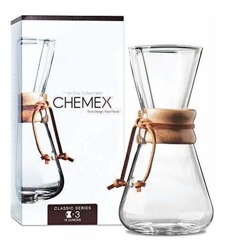 Serie Chemex Classic, Cafetera De Vidrio Vertido, 3 Tazas -