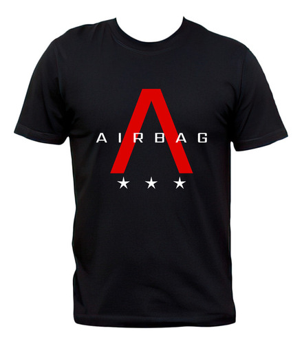 Remera Negra Airbag Rock Nacional Algodón Premium