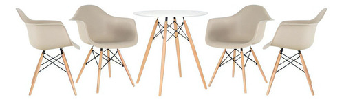 Conjunto Jantar Eames Mesa 70 Cm 4 Cadeiras Daw Cores Cor Mesa Branco Com Cadeiras Nude