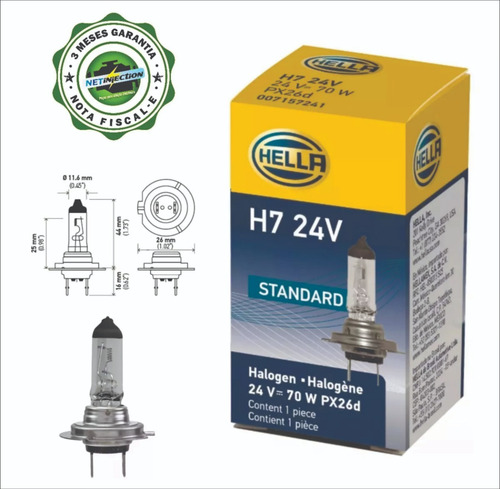 Imagem 2 de 5 de Lampada H7 24v 70w Original Hella