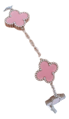 Pulsera Trebol Rosa (van Cleef) Regulable Acero Quirurgico Rosa 18 Cm
