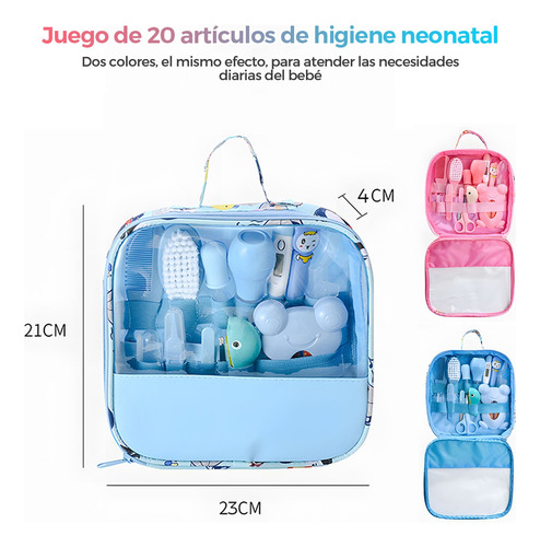 20pcs Kit De Cuidado De Bebe Higiene Termómetros Uñas Rosa