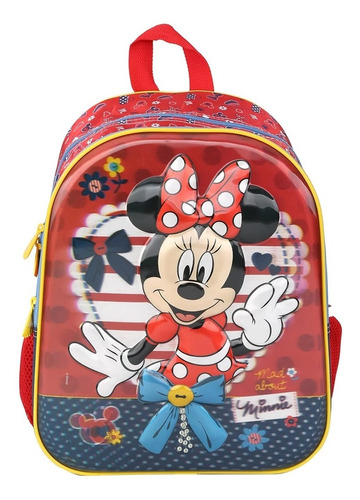 Mochila Sestini Escolar Minnie 18x Efeito 3d Média Costas Cor Vermelho