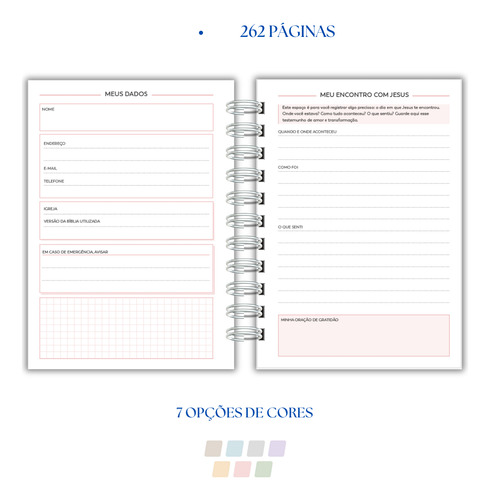 Planner Caderno Diário Devocional Cristão - Personalizado A5 Rosa Corações 2025