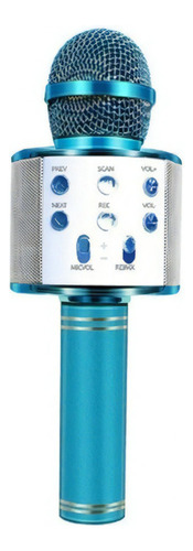 Microfono Inalambrico Karaoke Bluetooth Y Bocina Diversion Color Azul
