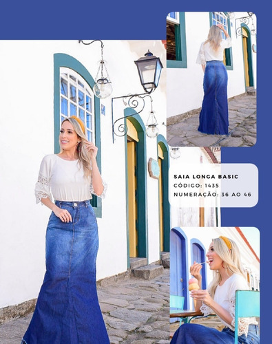 Imagem 1 de 1 de Saia Longa Jeans Saiaria