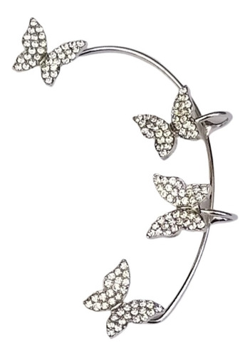 Imagen 1 de 7 de Arete Dorado O Plateado Ear Cuff Climber Mariposas Cristales