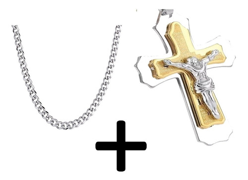 Dije De Jesucristo+ Cadena Acero Inoxidable Para Hombre