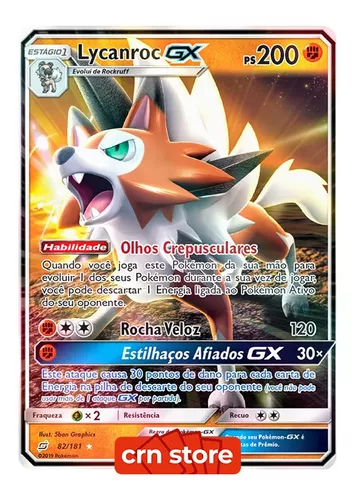 Carta Avulsa Pokemon Lycanroc Holografico Sol E Lua Normal