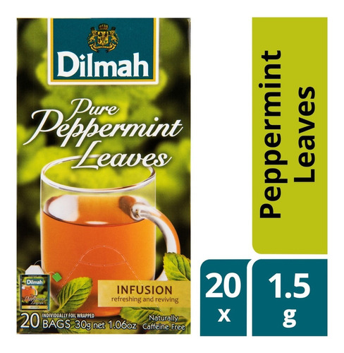 Dilmah Pure Peppermint té verde sabor menta 20 unidades 1.5g