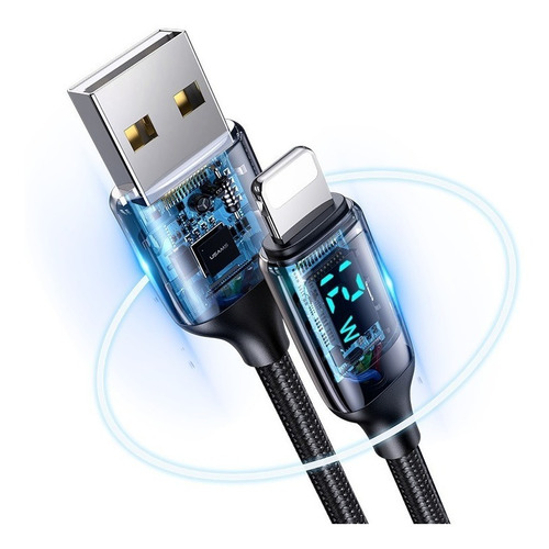 Imagen 3 de 4 de Cable Premium Usb A Lightning 12w Con Display Datos Y Carga