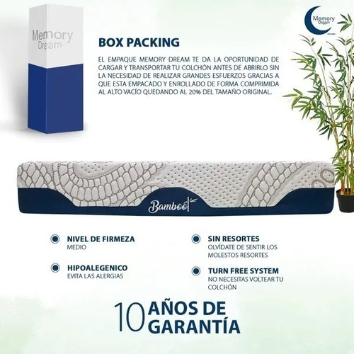 Colchón Memory Foam Fresh Flex Matrimonial Dreams Bamboo