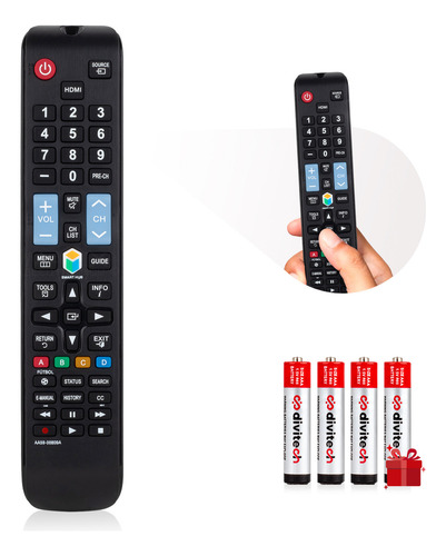 Control Remoto Negro Compatible con Pantalla Samsung Te-0005 Tv Un65f7100 4 Pilas Aaa Divitech Incluidas color negro