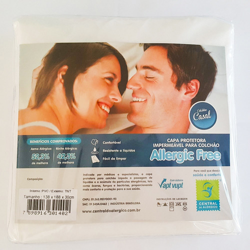 Kit Capas Antiácaro: 1 Colchão Casal + 2 Fronhas Em Tnt/ Pvc