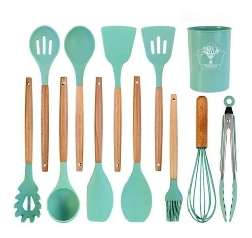 Juego Utensilios 12 Pzs Silicona Set Resistente Calor Cocina