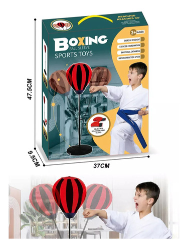 Box Set Puching Ball Guantes Boxeo + Base + Bocha Pera Niño