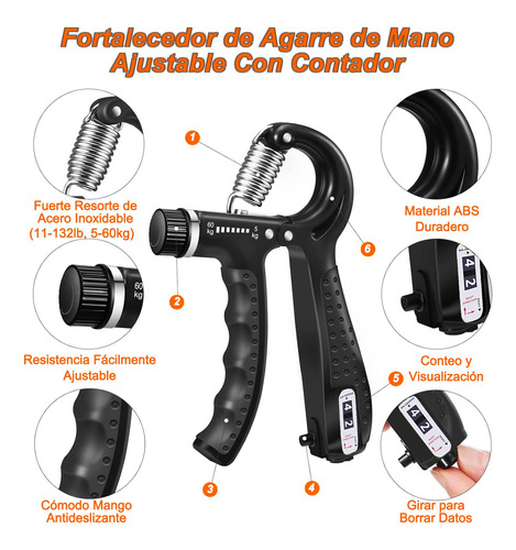Fortalecedor De Agarre De Mano 5 En 1 Ajustable 5 60kg
