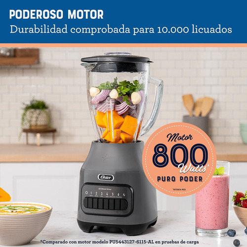 Licuadora Oster Blstpeg-gpb Vidrio 6 Vel + Pulso 800w Gris