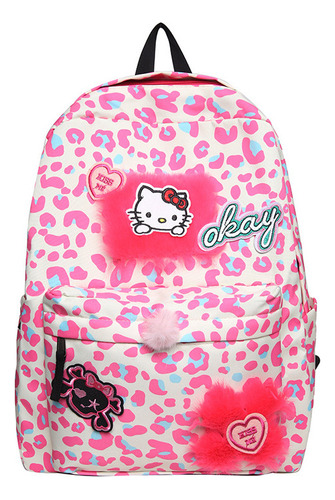 Rosa Chica Linda Kt Gato Estudiante Mochila Mochila