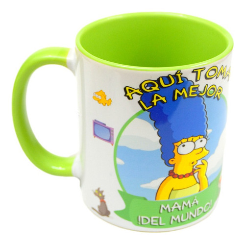 Taza De Ceramica, La Mejor Mamá, Simpsons, Interior De Color