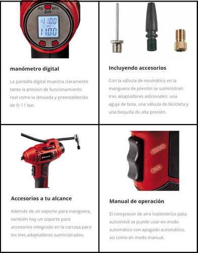 Compresor Manual Inalambrico + Cargador + Batería 2,5ah