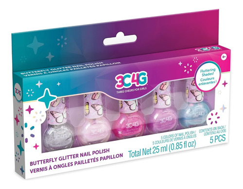 Set 5 Esmaltes Uñas Niña Butterfly Make It Real Hopetoys