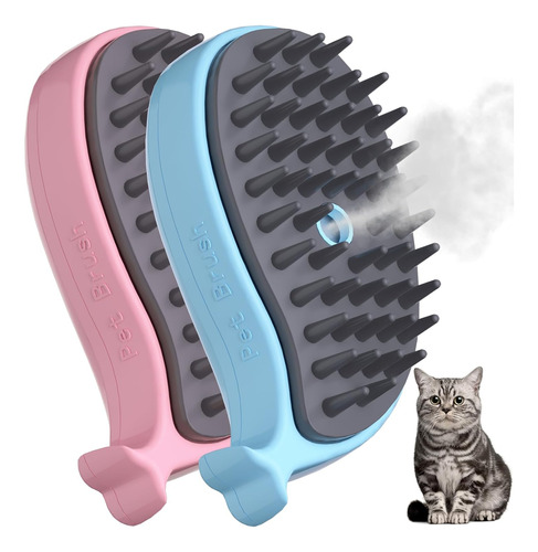 Cepillo De Vapor Para Aseo De Gatos 3 En 1-rosa/azul-2un