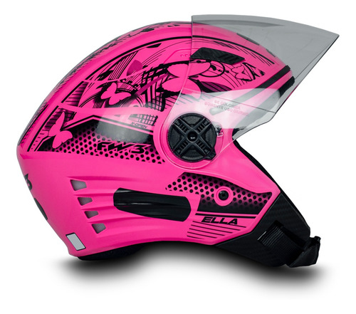 Imagem 6 de 8 de Capacete Aberto Para Moto Feminino X Open Neon Rosa Tam 56