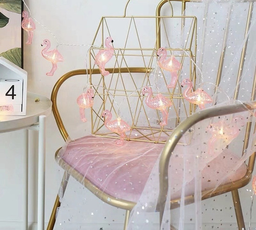 Guirnalda Luces Led Flamencos X10 Rosa Deco 2 Metros Denbu