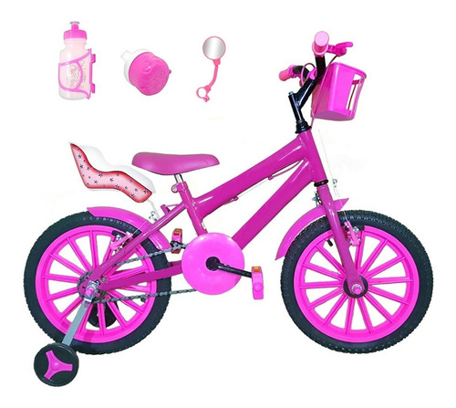 Bicicleta Aro 16 Pink Kit Pink C/ Cadeirinha Bfc0c