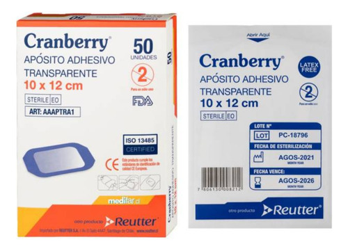 Aposito Adhesivo Transparente 10x12 Cm Cranberry - Deltamed
