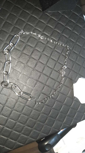 Imagem 3 de 4 de Colar Prateado 45cm Elos Alumínio Retang E Mini - Sa898cop