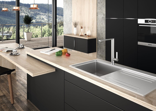 Grifería Monocomando Cocina Diseño Lujo Genebre Acero Inox Color Inoxidable Mate