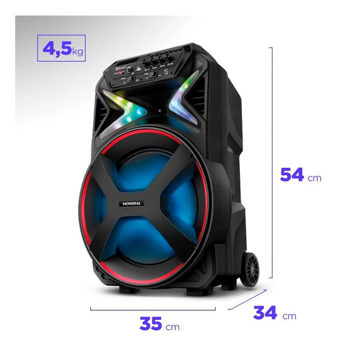 Caixa De Som Mondial Cm-400 Amplificada Conect Lights Bivolt